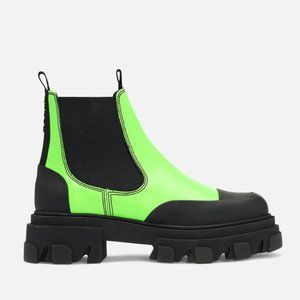Ganni Neon Green Low Chelsea Boot